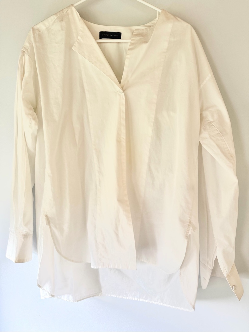 Christophe Lemaire White Button-Front Long Sleeve Shirt
